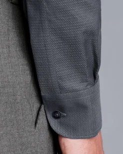 Best Charles Tyrwhitt Non-Iron Diamond Stretch Texture Shirt - Grey Charcoal