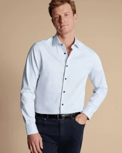 Outlet Charles Tyrwhitt Non-Iron Dot Stretch Texture Shirt - White