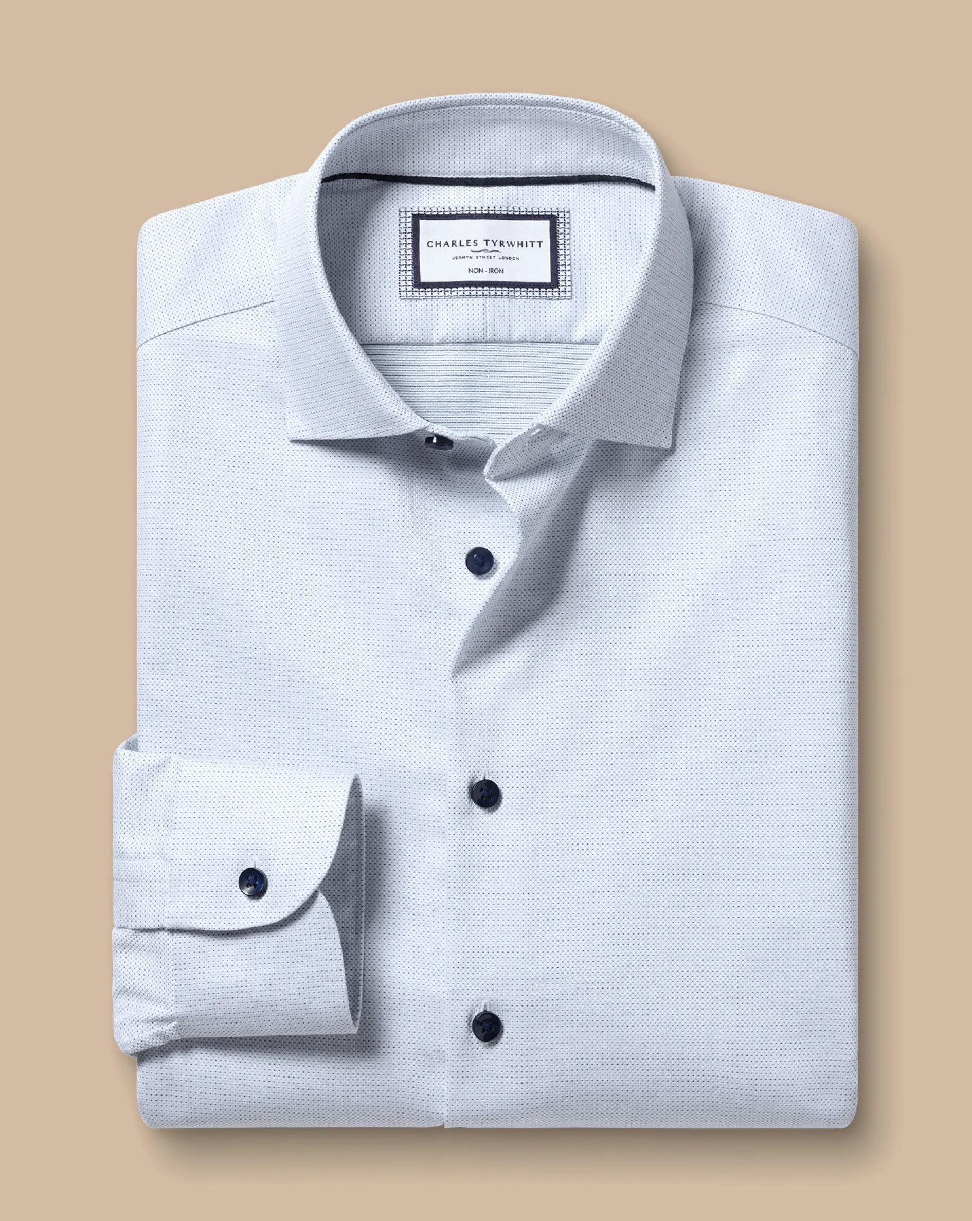 Outlet Charles Tyrwhitt Non-Iron Dot Stretch Texture Shirt - White