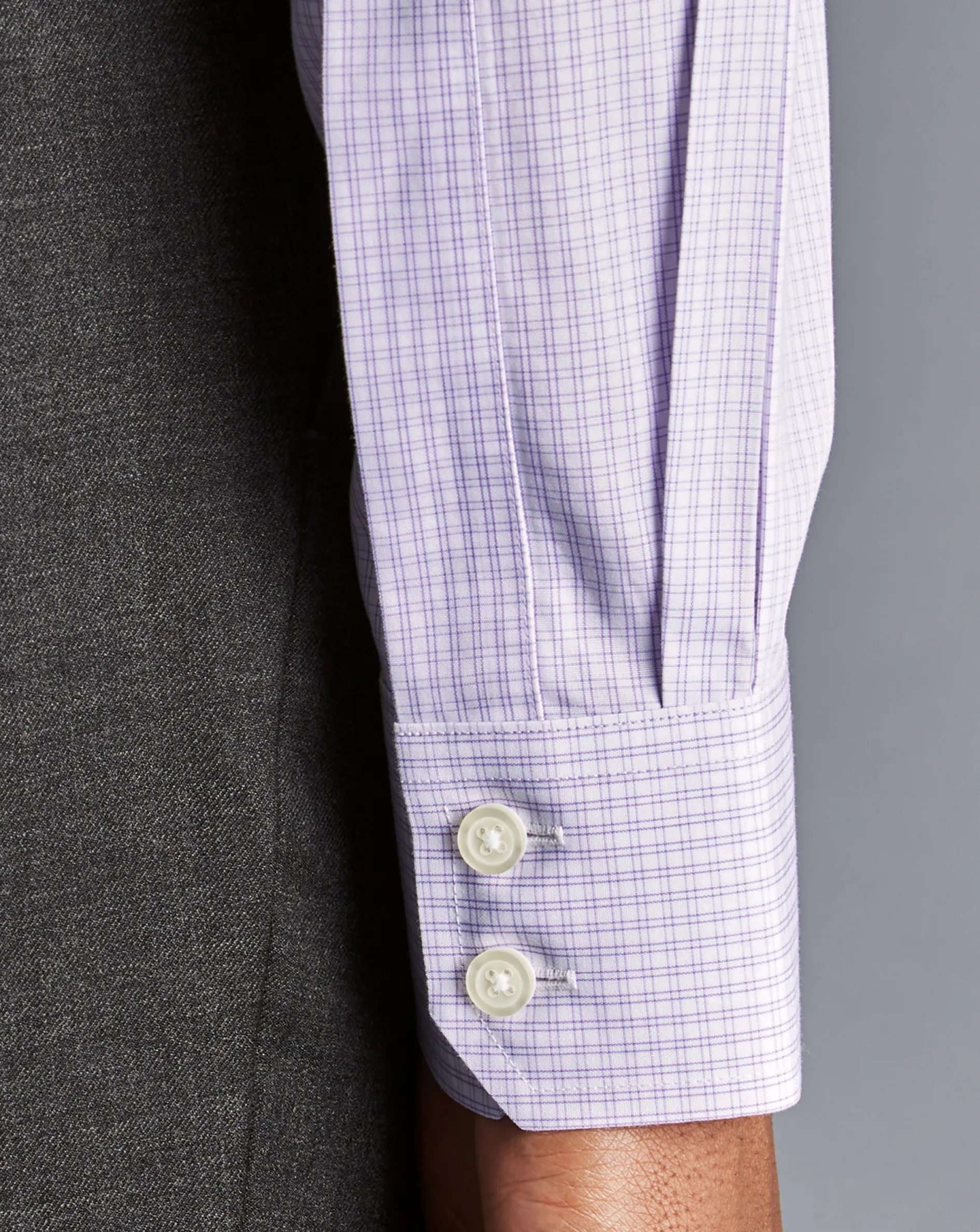 Best Charles Tyrwhitt Non-Iron Double Check Shirt - Lilac Purple