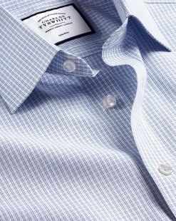 Discount Charles Tyrwhitt Non-Iron Double Check Shirt - Cobalt Blue