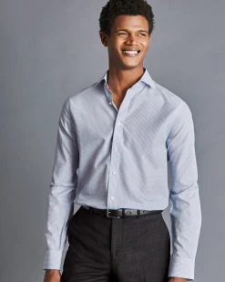 Discount Charles Tyrwhitt Non-Iron Double Check Shirt - Cobalt Blue