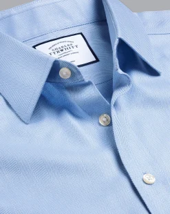 Flash Sale Charles Tyrwhitt Non-Iron Herringbone Shirt - Blue Sky