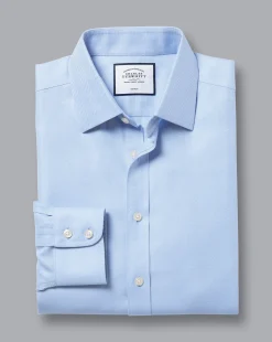 Flash Sale Charles Tyrwhitt Non-Iron Herringbone Shirt - Blue Sky