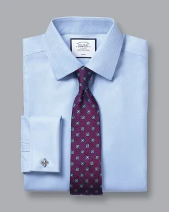 Flash Sale Charles Tyrwhitt Non-Iron Herringbone Shirt - Blue Sky