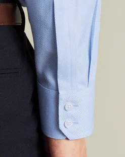 Flash Sale Charles Tyrwhitt Non-Iron Herringbone Shirt - Blue Sky