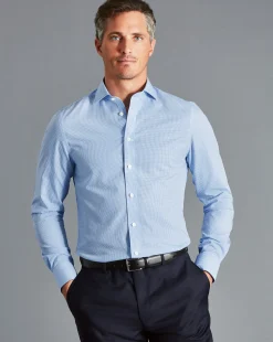 Flash Sale Charles Tyrwhitt Non-Iron Mini Gingham Check Shirt - Cornflower Blue