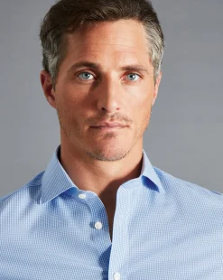 Flash Sale Charles Tyrwhitt Non-Iron Mini Gingham Check Shirt - Cornflower Blue