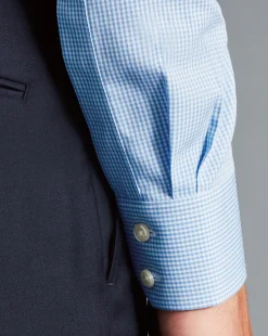 Flash Sale Charles Tyrwhitt Non-Iron Mini Gingham Check Shirt - Cornflower Blue