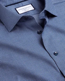 Flash Sale Charles Tyrwhitt Non-Iron Oval Stretch Texture Shirt - Blue Royal
