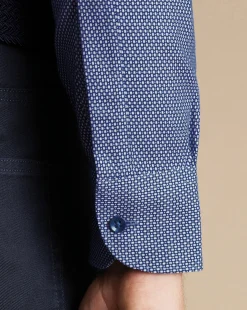Flash Sale Charles Tyrwhitt Non-Iron Oval Stretch Texture Shirt - Blue Royal