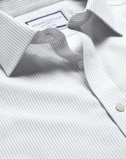 Best Charles Tyrwhitt Non-Iron Oxford Stripe Shirt - Silver Grey