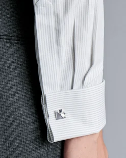 Best Charles Tyrwhitt Non-Iron Oxford Stripe Shirt - Silver Grey