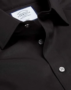 Shop Charles Tyrwhitt Non-Iron Poplin Shirt - Black