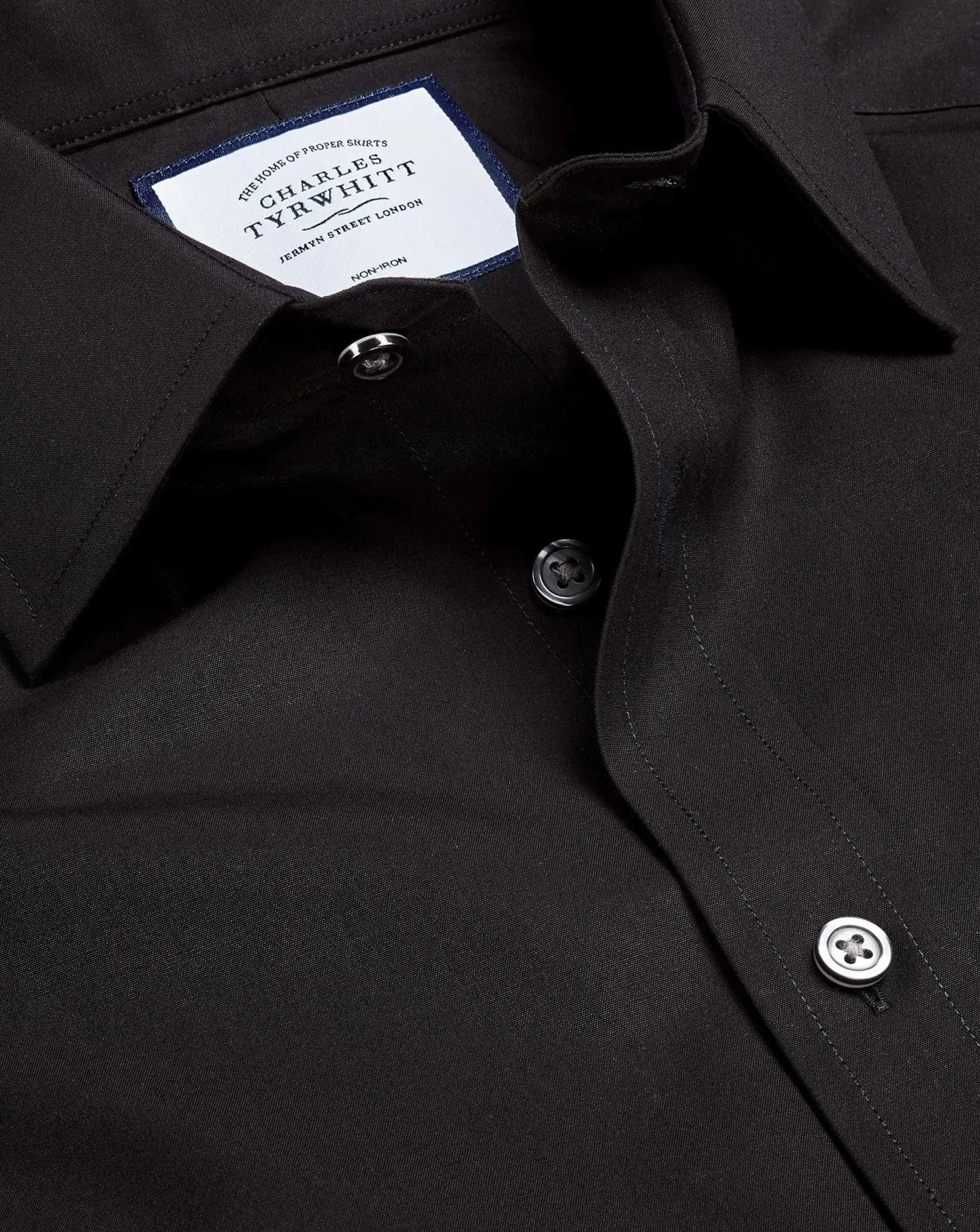 Shop Charles Tyrwhitt Non-Iron Poplin Shirt - Black