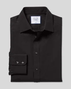 Shop Charles Tyrwhitt Non-Iron Poplin Shirt - Black