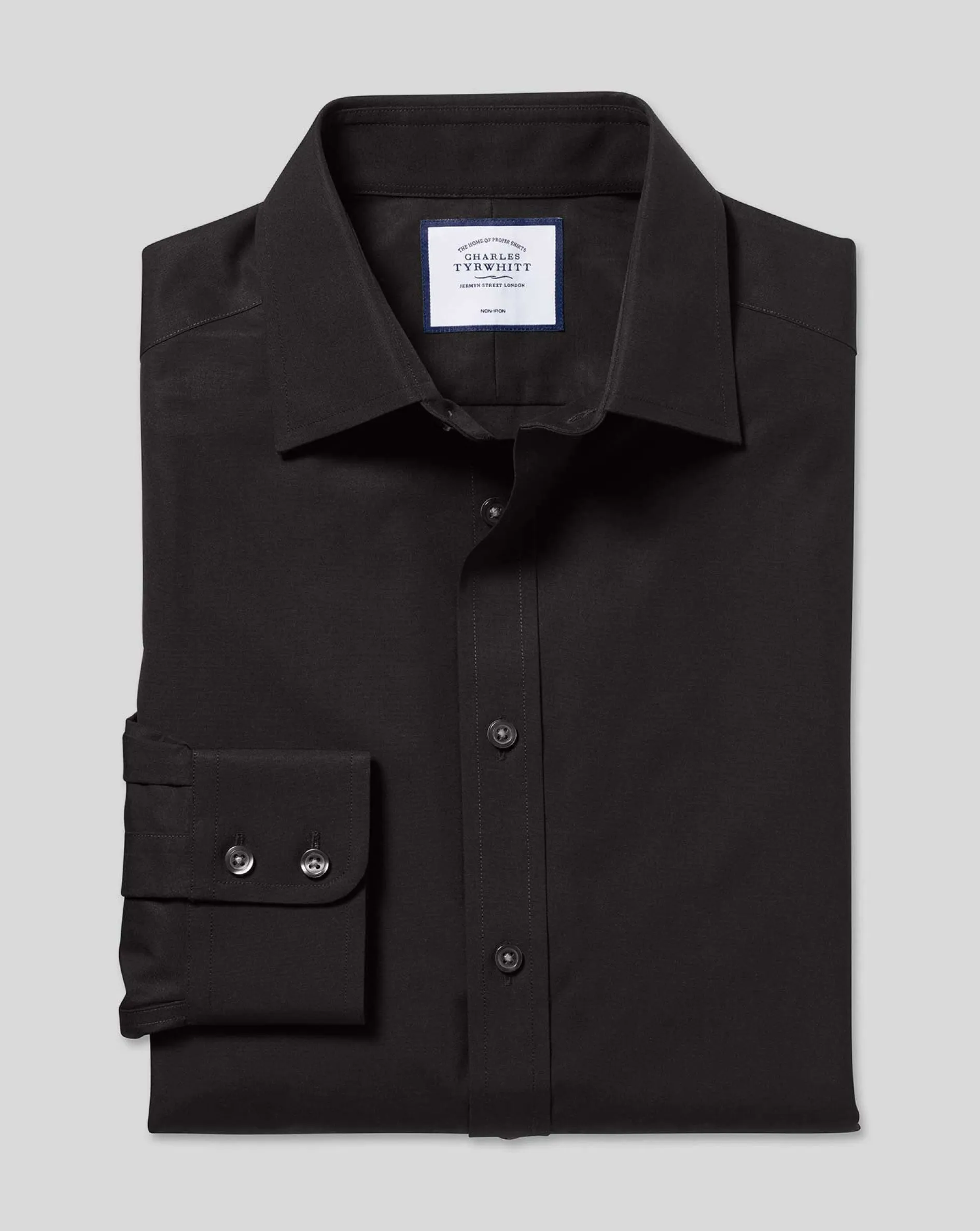Shop Charles Tyrwhitt Non-Iron Poplin Shirt - Black