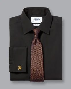 Shop Charles Tyrwhitt Non-Iron Poplin Shirt - Black
