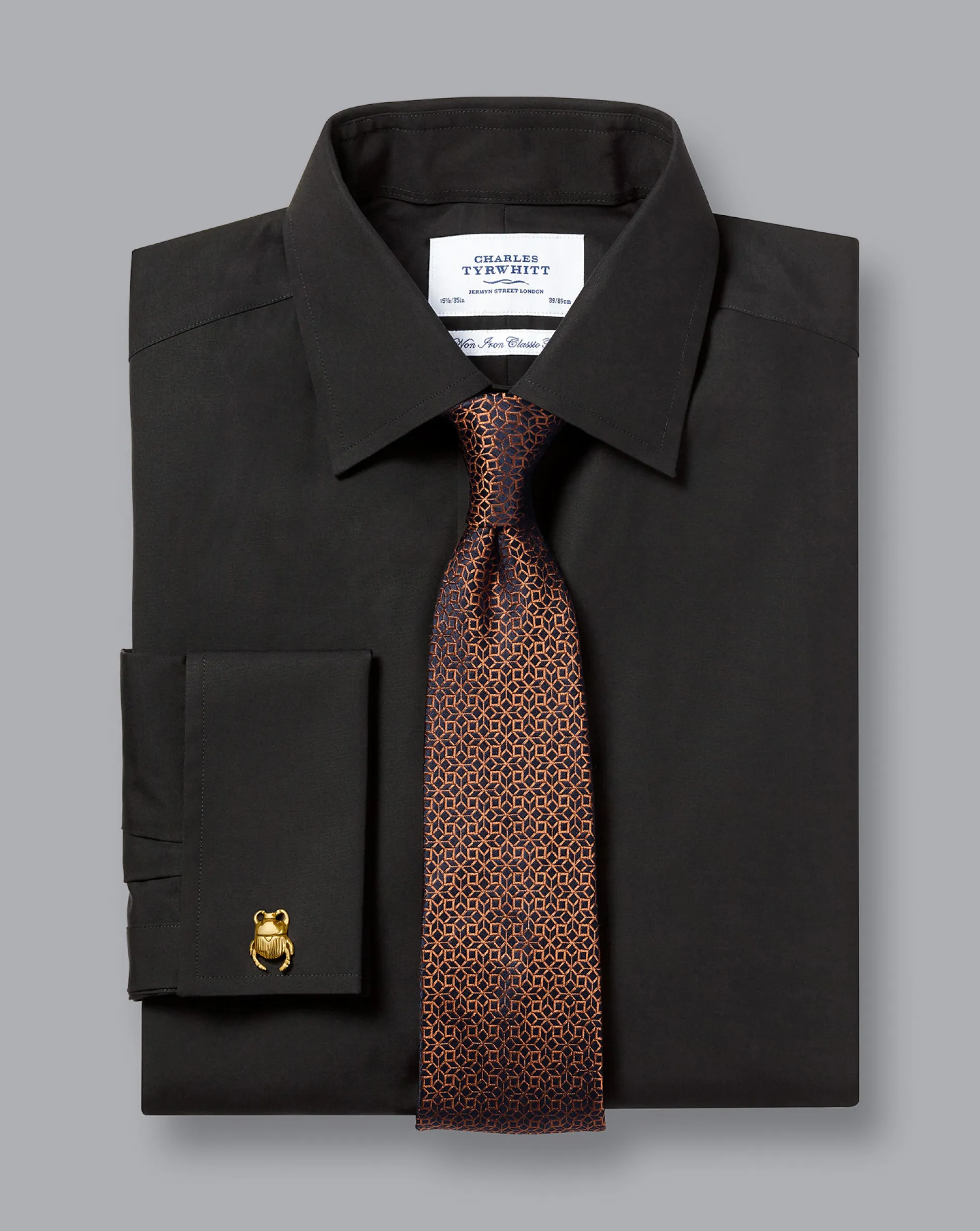 Shop Charles Tyrwhitt Non-Iron Poplin Shirt - Black