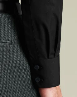 Shop Charles Tyrwhitt Non-Iron Poplin Shirt - Black
