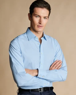 Shop Charles Tyrwhitt Non-Iron Poplin Shirt - Blue Sky
