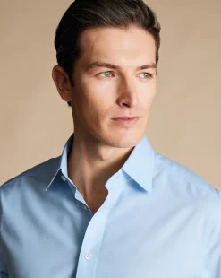 Shop Charles Tyrwhitt Non-Iron Poplin Shirt - Blue Sky