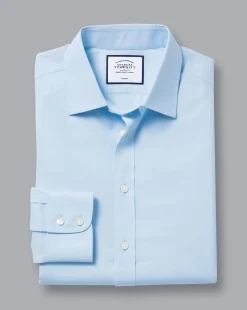 Shop Charles Tyrwhitt Non-Iron Poplin Shirt - Blue Sky