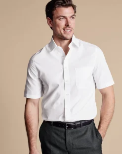 Fashion Charles Tyrwhitt Non-Iron Poplin Short-Sleeve Shirt - White
