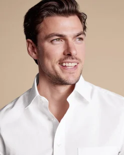 Fashion Charles Tyrwhitt Non-Iron Poplin Short-Sleeve Shirt - White