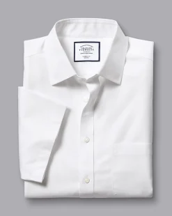 Fashion Charles Tyrwhitt Non-Iron Poplin Short-Sleeve Shirt - White