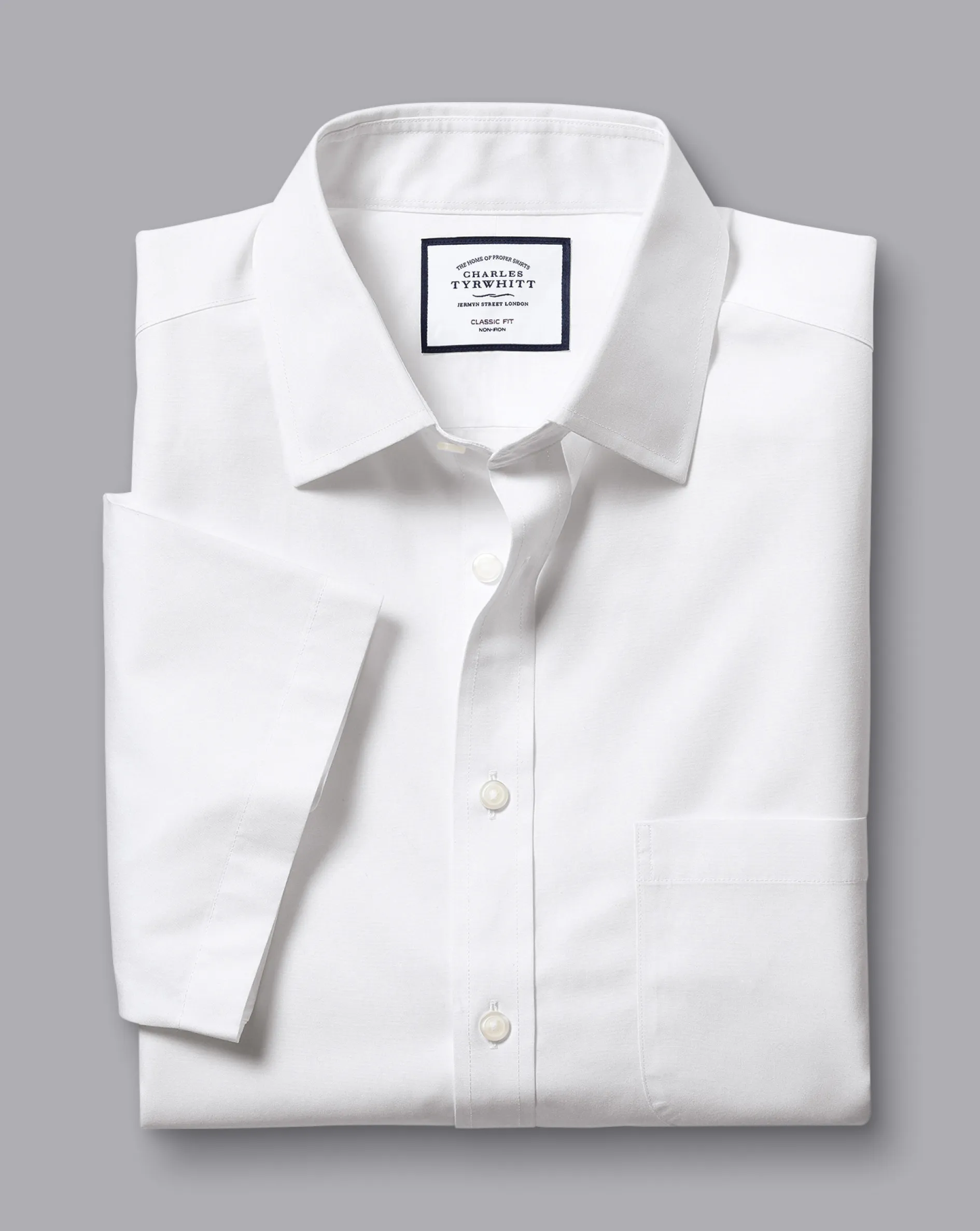 Fashion Charles Tyrwhitt Non-Iron Poplin Short-Sleeve Shirt - White