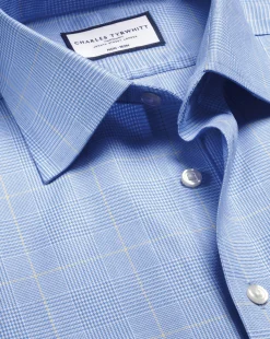 Best Sale Charles Tyrwhitt Non-Iron Prince of Wales Check Shirt - Ocean Blue
