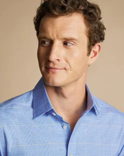 Best Sale Charles Tyrwhitt Non-Iron Prince of Wales Check Shirt - Ocean Blue