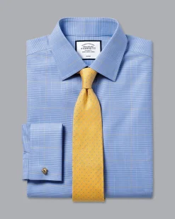Best Sale Charles Tyrwhitt Non-Iron Prince of Wales Check Shirt - Ocean Blue