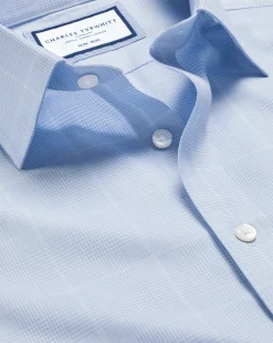 Best Charles Tyrwhitt Non-Iron Prince of Wales Check Shirt - Cornflower Blue