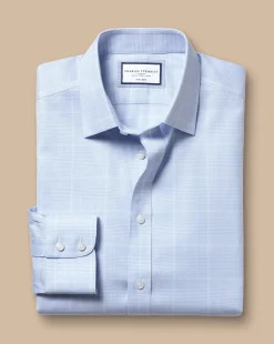Best Charles Tyrwhitt Non-Iron Prince of Wales Check Shirt - Cornflower Blue