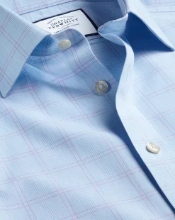 Online Charles Tyrwhitt Non-Iron Prince Of Wales Check Shirt - Light Blue