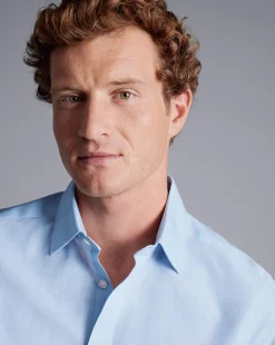 Online Charles Tyrwhitt Non-Iron Prince Of Wales Check Shirt - Light Blue