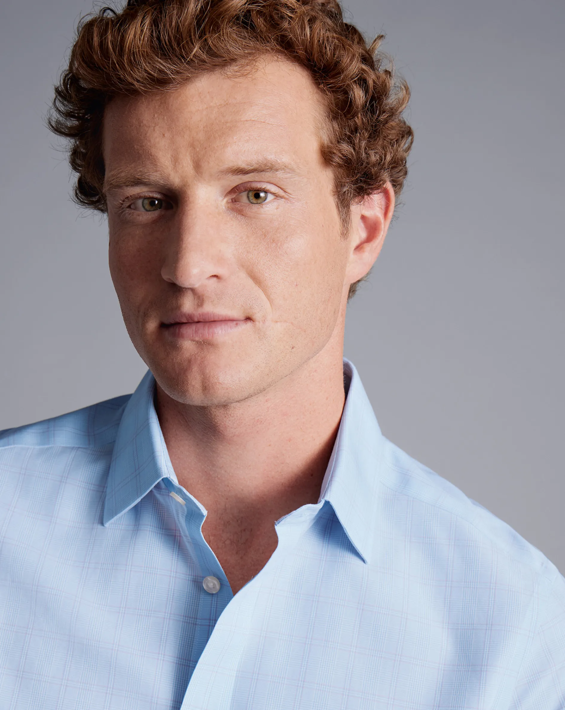 Online Charles Tyrwhitt Non-Iron Prince Of Wales Check Shirt - Light Blue