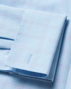 Online Charles Tyrwhitt Non-Iron Prince Of Wales Check Shirt - Light Blue