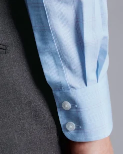 Online Charles Tyrwhitt Non-Iron Prince Of Wales Check Shirt - Light Blue
