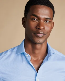 Clearance Charles Tyrwhitt Non-Iron Puppytooth Shirt - Blue Sky