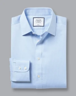 Clearance Charles Tyrwhitt Non-Iron Puppytooth Shirt - Blue Sky