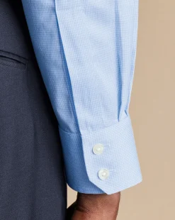 Clearance Charles Tyrwhitt Non-Iron Puppytooth Shirt - Blue Sky