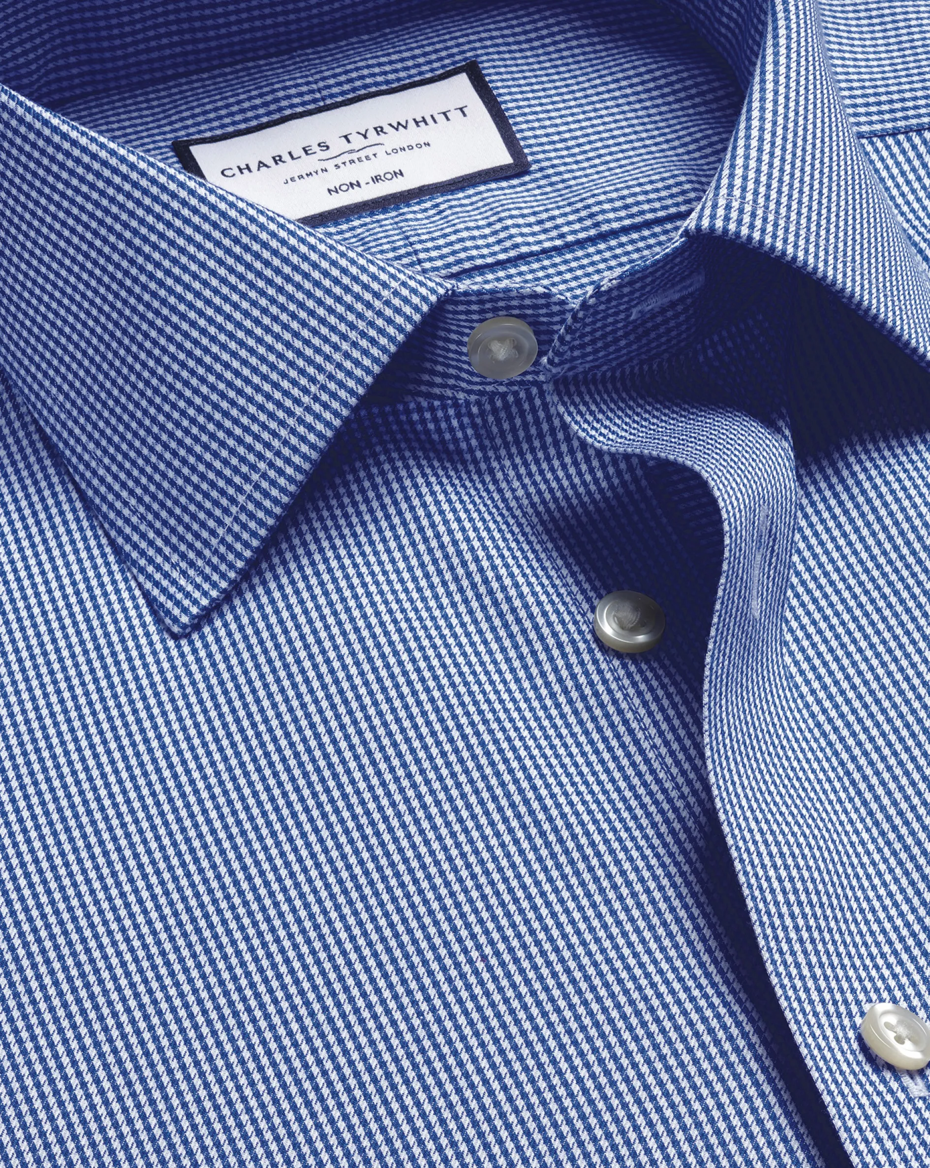 Sale Charles Tyrwhitt Non-Iron Puppytooth Shirt - Blue Royal