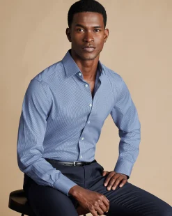 Sale Charles Tyrwhitt Non-Iron Puppytooth Shirt - Blue Royal