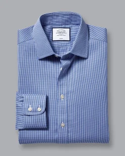 Sale Charles Tyrwhitt Non-Iron Puppytooth Shirt - Blue Royal
