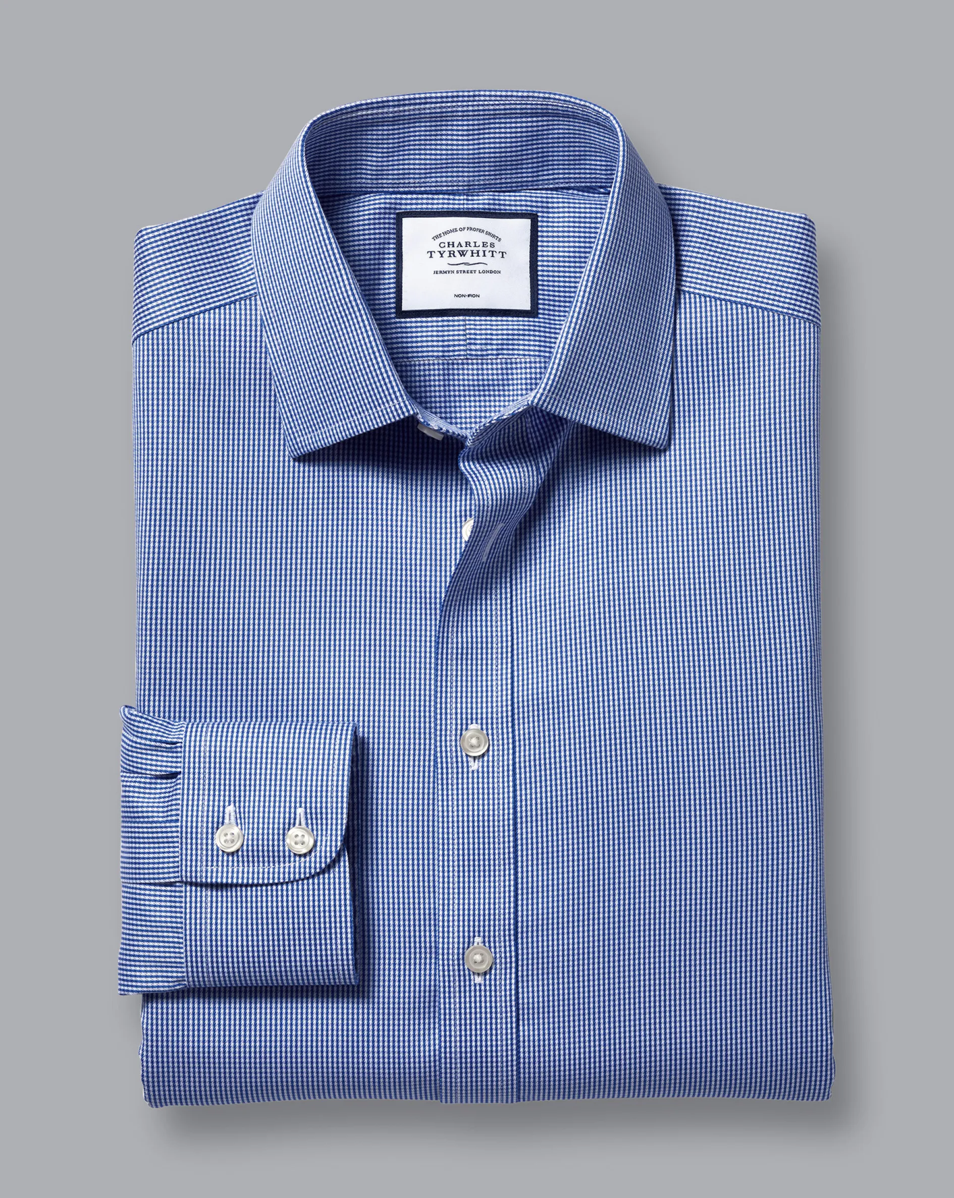 Sale Charles Tyrwhitt Non-Iron Puppytooth Shirt - Blue Royal