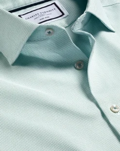 Best Charles Tyrwhitt Non-Iron Rectangle Stretch Texture Shirt - Green Spearmint