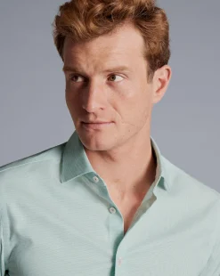 Best Charles Tyrwhitt Non-Iron Rectangle Stretch Texture Shirt - Green Spearmint